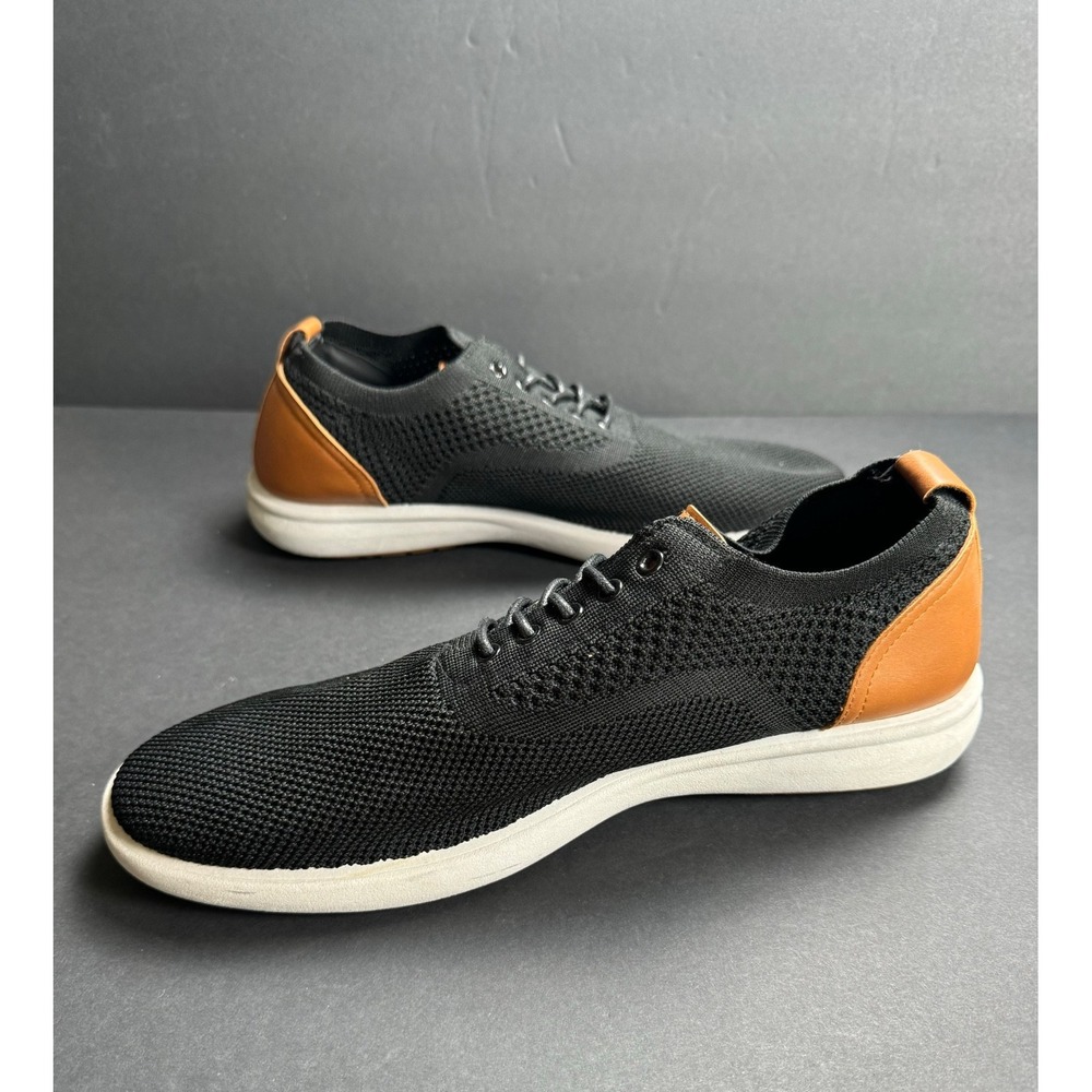 G.H. Bass & Co Men's 10.5 Black Knit Lace Up Sneakers Cognac Brown NWOB